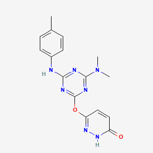 molecular formula C16H17N7O2 B3502172 6-({4-(dimethylamino)-6-[(4-methylphenyl)amino]-1,3,5-triazin-2-yl}oxy)-3-pyridazinol 