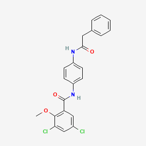 molecular formula C22H18Cl2N2O3 B3502175 3,5-dichloro-2-methoxy-N-{4-[(phenylacetyl)amino]phenyl}benzamide 