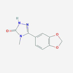 molecular formula C10H9N3O3 B035022 3H-1,2,4-三唑-3-酮，2,4-二氢-5-(1,3-苯并二氧杂环-5-基)-4-甲基- CAS No. 108132-88-3