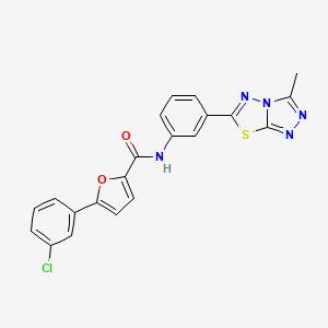 molecular formula C21H14ClN5O2S B3502219 5-(3-chlorophenyl)-N-[3-(3-methyl[1,2,4]triazolo[3,4-b][1,3,4]thiadiazol-6-yl)phenyl]-2-furamide 