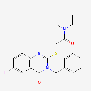 molecular formula C21H22IN3O2S B3502263 2-[(3-benzyl-6-iodo-4-oxo-3,4-dihydro-2-quinazolinyl)thio]-N,N-diethylacetamide 