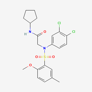 molecular formula C21H24Cl2N2O4S B3502303 N~1~-cyclopentyl-N~2~-(3,4-dichlorophenyl)-N~2~-[(2-methoxy-5-methylphenyl)sulfonyl]glycinamide 