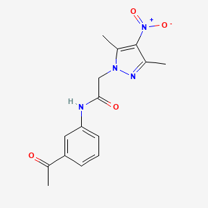 molecular formula C15H16N4O4 B3502311 N-(3-acetylphenyl)-2-(3,5-dimethyl-4-nitro-1H-pyrazol-1-yl)acetamide 