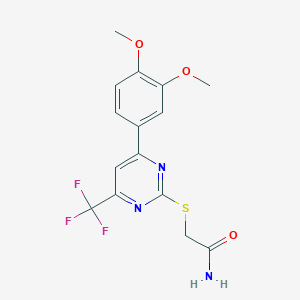 2-{[4-(3,4-dimethoxyphenyl)-6-(trifluoromethyl)-2-pyrimidinyl]thio}acetamide