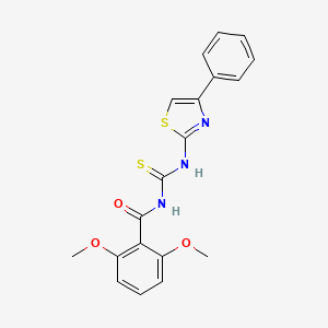 molecular formula C19H17N3O3S2 B3502320 2,6-dimethoxy-N-{[(4-phenyl-1,3-thiazol-2-yl)amino]carbonothioyl}benzamide 
