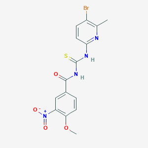 molecular formula C15H13BrN4O4S B3502337 N-{[(5-bromo-6-methyl-2-pyridinyl)amino]carbonothioyl}-4-methoxy-3-nitrobenzamide 