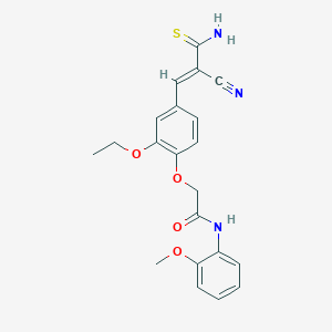 molecular formula C21H21N3O4S B3502345 2-[4-(3-amino-2-cyano-3-thioxo-1-propen-1-yl)-2-ethoxyphenoxy]-N-(2-methoxyphenyl)acetamide 