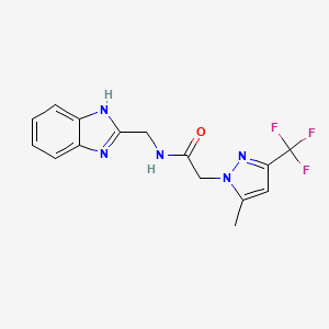 molecular formula C15H14F3N5O B3502359 N-(1H-benzimidazol-2-ylmethyl)-2-[5-methyl-3-(trifluoromethyl)-1H-pyrazol-1-yl]acetamide 