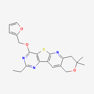 molecular formula C21H21N3O3S B3502417 2-ethyl-4-(2-furylmethoxy)-8,8-dimethyl-7,10-dihydro-8H-pyrano[3'',4'':5',6']pyrido[3',2':4,5]thieno[3,2-d]pyrimidine 