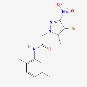 molecular formula C14H15BrN4O3 B3502438 2-(4-bromo-5-methyl-3-nitro-1H-pyrazol-1-yl)-N-(2,5-dimethylphenyl)acetamide 