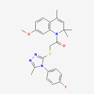 molecular formula C24H25FN4O2S B3502441 1-({[4-(4-fluorophenyl)-5-methyl-4H-1,2,4-triazol-3-yl]thio}acetyl)-7-methoxy-2,2,4-trimethyl-1,2-dihydroquinoline 