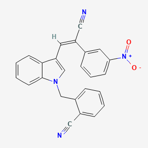 molecular formula C25H16N4O2 B3502526 2-({3-[2-cyano-2-(3-nitrophenyl)vinyl]-1H-indol-1-yl}methyl)benzonitrile 