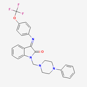 molecular formula C26H23F3N4O2 B3502540 1-[(4-phenylpiperazin-1-yl)methyl]-3-{[4-(trifluoromethoxy)phenyl]imino}-1,3-dihydro-2H-indol-2-one 