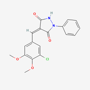 molecular formula C18H15ClN2O4 B3502620 4-(3-chloro-4,5-dimethoxybenzylidene)-1-phenyl-3,5-pyrazolidinedione 