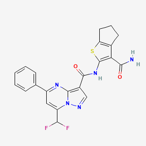 molecular formula C22H17F2N5O2S B3502641 N-[3-(aminocarbonyl)-5,6-dihydro-4H-cyclopenta[b]thien-2-yl]-7-(difluoromethyl)-5-phenylpyrazolo[1,5-a]pyrimidine-3-carboxamide 