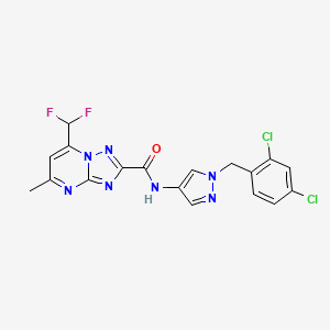molecular formula C18H13Cl2F2N7O B3502652 N-[1-(2,4-dichlorobenzyl)-1H-pyrazol-4-yl]-7-(difluoromethyl)-5-methyl[1,2,4]triazolo[1,5-a]pyrimidine-2-carboxamide 