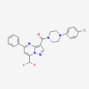 molecular formula C24H20ClF2N5O B3502670 3-{[4-(4-chlorophenyl)-1-piperazinyl]carbonyl}-7-(difluoromethyl)-5-phenylpyrazolo[1,5-a]pyrimidine 