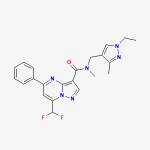 molecular formula C22H22F2N6O B3502680 7-(difluoromethyl)-N-[(1-ethyl-3-methyl-1H-pyrazol-4-yl)methyl]-N-methyl-5-phenylpyrazolo[1,5-a]pyrimidine-3-carboxamide 
