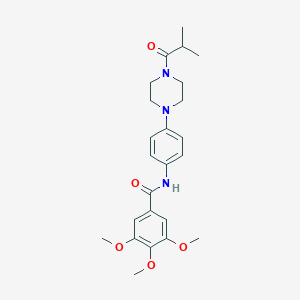 molecular formula C24H31N3O5 B350271 3,4,5-trimethoxy-N-{4-[4-(2-methylpropanoyl)piperazin-1-yl]phenyl}benzamide CAS No. 674330-86-0