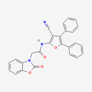 molecular formula C26H17N3O4 B3502759 N-(3-cyano-4,5-diphenyl-2-furyl)-2-(2-oxo-1,3-benzoxazol-3(2H)-yl)acetamide 