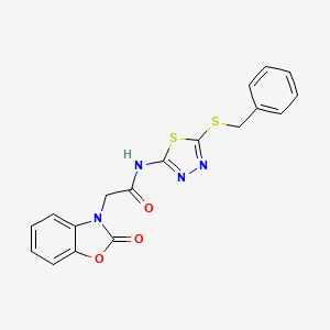 molecular formula C18H14N4O3S2 B3502765 N-[5-(benzylthio)-1,3,4-thiadiazol-2-yl]-2-(2-oxo-1,3-benzoxazol-3(2H)-yl)acetamide 