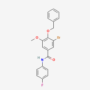 molecular formula C21H17BrFNO3 B3502829 4-(benzyloxy)-3-bromo-N-(4-fluorophenyl)-5-methoxybenzamide 