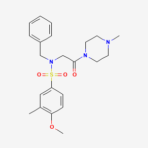 molecular formula C22H29N3O4S B3502866 N-benzyl-4-methoxy-3-methyl-N-[2-(4-methyl-1-piperazinyl)-2-oxoethyl]benzenesulfonamide 