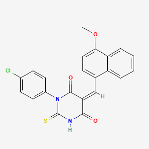 molecular formula C22H15ClN2O3S B3502877 1-(4-chlorophenyl)-5-[(4-methoxy-1-naphthyl)methylene]-2-thioxodihydro-4,6(1H,5H)-pyrimidinedione 