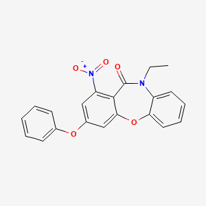 molecular formula C21H16N2O5 B3502913 10-ethyl-1-nitro-3-phenoxydibenzo[b,f][1,4]oxazepin-11(10H)-one 