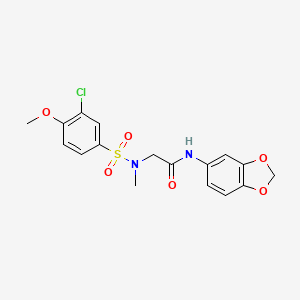 molecular formula C17H17ClN2O6S B3502921 N~1~-1,3-benzodioxol-5-yl-N~2~-[(3-chloro-4-methoxyphenyl)sulfonyl]-N~2~-methylglycinamide 