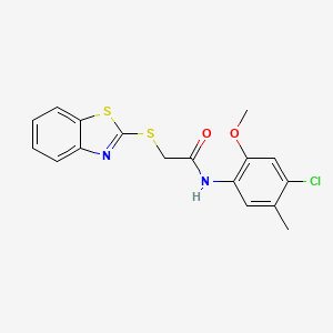 molecular formula C17H15ClN2O2S2 B3502955 2-(1,3-benzothiazol-2-ylthio)-N-(4-chloro-2-methoxy-5-methylphenyl)acetamide 