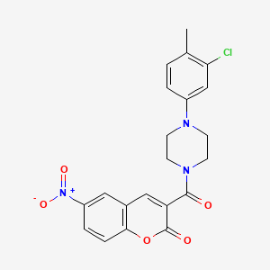 molecular formula C21H18ClN3O5 B3502993 3-{[4-(3-chloro-4-methylphenyl)piperazin-1-yl]carbonyl}-6-nitro-2H-chromen-2-one 