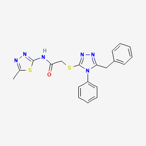 molecular formula C20H18N6OS2 B3503025 2-[(5-benzyl-4-phenyl-4H-1,2,4-triazol-3-yl)thio]-N-(5-methyl-1,3,4-thiadiazol-2-yl)acetamide 