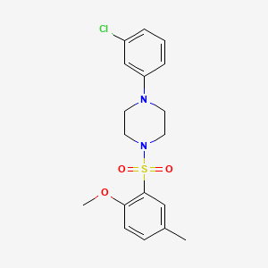 molecular formula C18H21ClN2O3S B3503152 1-(3-chlorophenyl)-4-[(2-methoxy-5-methylphenyl)sulfonyl]piperazine 
