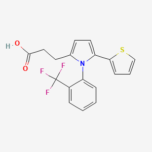 molecular formula C18H14F3NO2S B3503166 3-{5-(2-thienyl)-1-[2-(trifluoromethyl)phenyl]-1H-pyrrol-2-yl}propanoic acid 