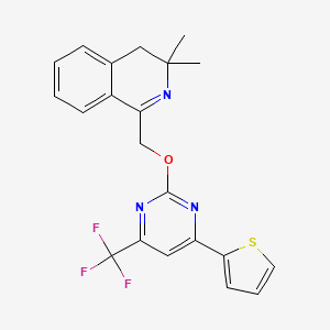 molecular formula C21H18F3N3OS B3503177 3,3-dimethyl-1-({[4-(2-thienyl)-6-(trifluoromethyl)pyrimidin-2-yl]oxy}methyl)-3,4-dihydroisoquinoline 