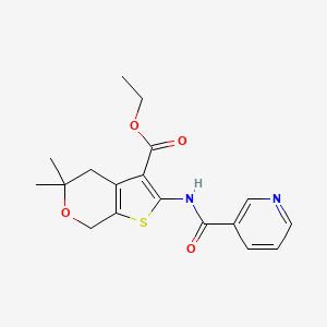 molecular formula C18H20N2O4S B3503207 ethyl 5,5-dimethyl-2-[(3-pyridinylcarbonyl)amino]-4,7-dihydro-5H-thieno[2,3-c]pyran-3-carboxylate 