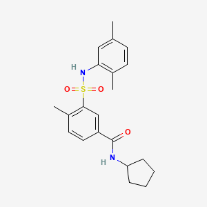 molecular formula C21H26N2O3S B3503216 N-cyclopentyl-3-{[(2,5-dimethylphenyl)amino]sulfonyl}-4-methylbenzamide 