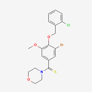 molecular formula C19H19BrClNO3S B3503230 4-({3-bromo-4-[(2-chlorobenzyl)oxy]-5-methoxyphenyl}carbonothioyl)morpholine 