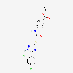 molecular formula C19H16Cl2N4O3S B3503247 ethyl 4-[({[5-(2,4-dichlorophenyl)-4H-1,2,4-triazol-3-yl]thio}acetyl)amino]benzoate 