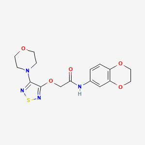 molecular formula C16H18N4O5S B3503307 N-(2,3-dihydro-1,4-benzodioxin-6-yl)-2-[(4-morpholin-4-yl-1,2,5-thiadiazol-3-yl)oxy]acetamide 