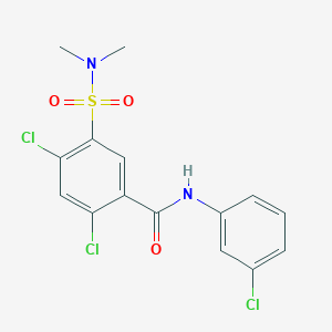molecular formula C15H13Cl3N2O3S B3503335 2,4-dichloro-N-(3-chlorophenyl)-5-[(dimethylamino)sulfonyl]benzamide 