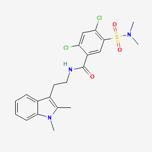 molecular formula C21H23Cl2N3O3S B3503336 2,4-dichloro-5-[(dimethylamino)sulfonyl]-N-[2-(1,2-dimethyl-1H-indol-3-yl)ethyl]benzamide 