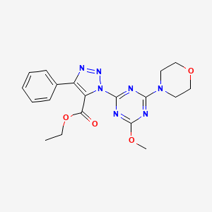 molecular formula C19H21N7O4 B3503364 ethyl 1-(4-methoxy-6-morpholin-4-yl-1,3,5-triazin-2-yl)-4-phenyl-1H-1,2,3-triazole-5-carboxylate 
