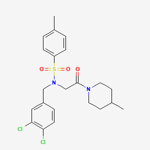 molecular formula C22H26Cl2N2O3S B3503392 N-(3,4-dichlorobenzyl)-4-methyl-N-[2-(4-methyl-1-piperidinyl)-2-oxoethyl]benzenesulfonamide 