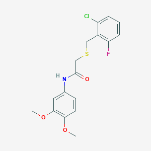 molecular formula C17H17ClFNO3S B3503410 2-[(2-chloro-6-fluorobenzyl)thio]-N-(3,4-dimethoxyphenyl)acetamide 