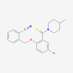 2-({4-bromo-2-[(4-methyl-1-piperidinyl)carbonothioyl]phenoxy}methyl)benzonitrile