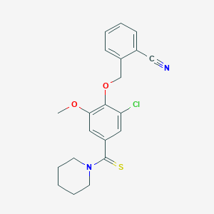 molecular formula C21H21ClN2O2S B3503458 2-{[2-chloro-6-methoxy-4-(1-piperidinylcarbonothioyl)phenoxy]methyl}benzonitrile 