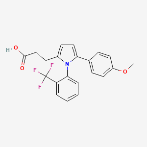 molecular formula C21H18F3NO3 B3503492 3-{5-(4-methoxyphenyl)-1-[2-(trifluoromethyl)phenyl]-1H-pyrrol-2-yl}propanoic acid 