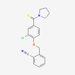 molecular formula C19H17ClN2OS B3503497 2-{[2-chloro-4-(1-pyrrolidinylcarbonothioyl)phenoxy]methyl}benzonitrile 